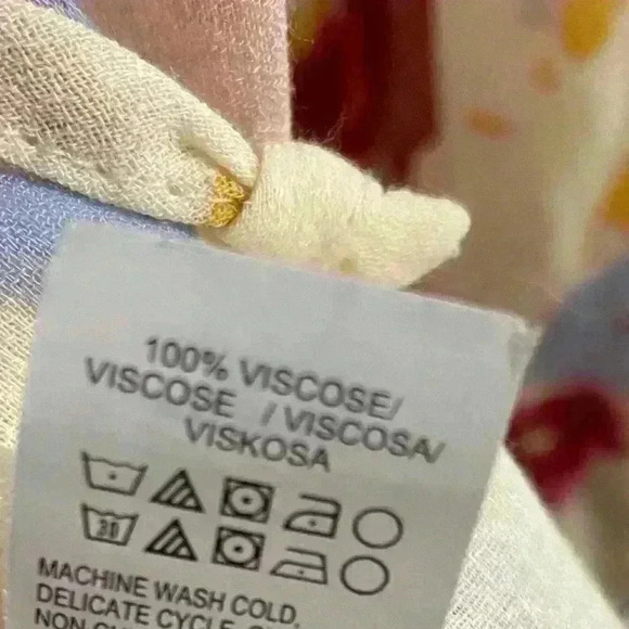 Lucky brand blouse pop over 1/4 button up semi sheer floral boho. Small - Picture 6 of 7